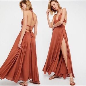 Free People Elegant Tie Rust Maxi Dress